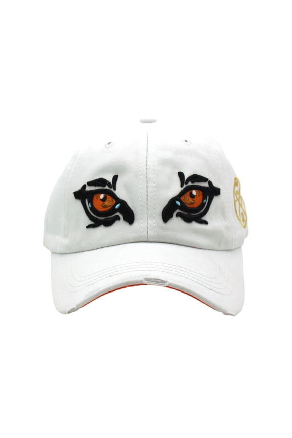 Street Style Cartoon Eagle Eye Embroidery Baseball Cap Unisex Washed Distressed Outdoor Sun Casual Hat White One Size