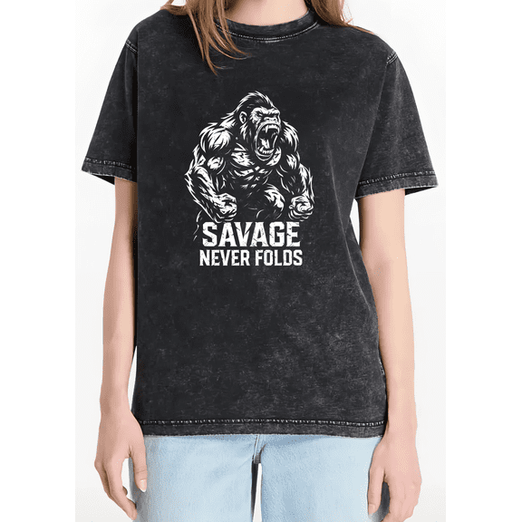 Street Style Gorilla Graphic Tees Print Tshirt Washed Black Casual Shirts S-2XL Fashion Tops