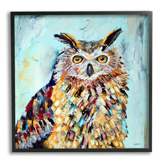 Street Style Modern Owl Animals & Insects Painting Black Framed Art Print Wall Art