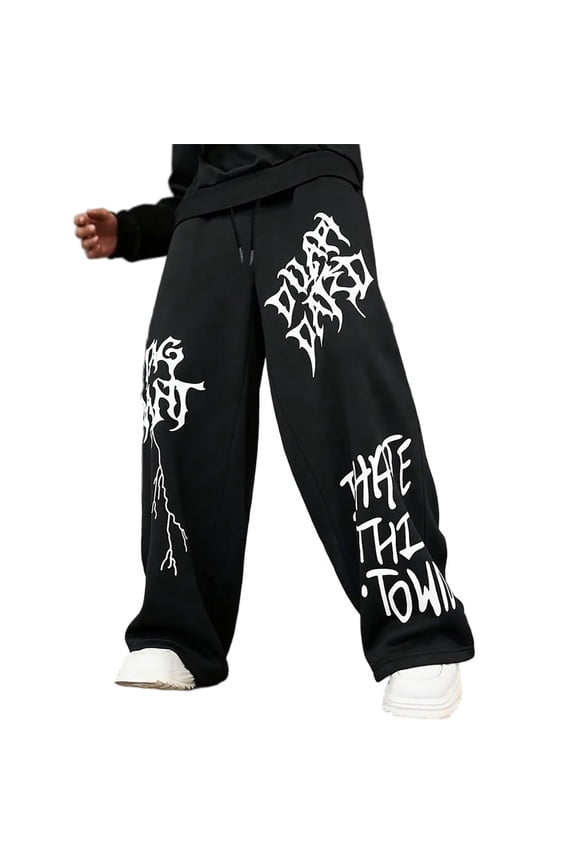 Street Style Y2K Goth Sweatpants for Men Baggy, Graphic Sweatpants, Black Sweatpants Men, Grunge Pants, Hip Hop for Party Hangouts Outdoor Walks