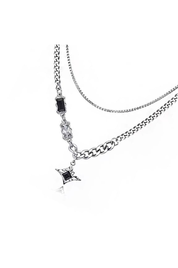 Street Styles Double Layer Alloy Necklace Star Designs Unisex Couple Jewelry For Daily Outfit Matching