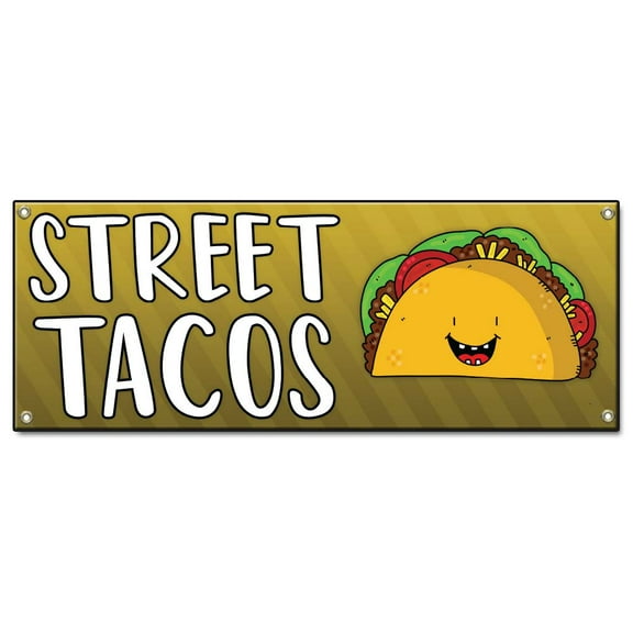 Street Tacos | 48" X 120" Banner | Heavy Duty 13oz. Outdoor Vinyl Single Sided With Grommets | Made in The USA