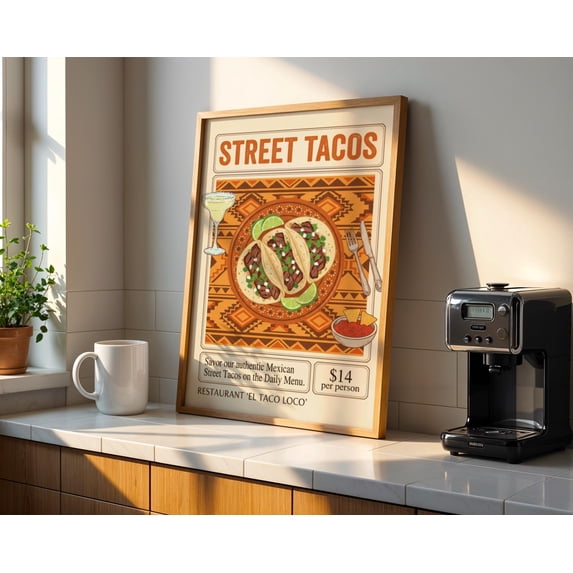 Sign In Poster Street Tacos Mexican Food Margarita Restaurant Sign Retro Southwestern ...