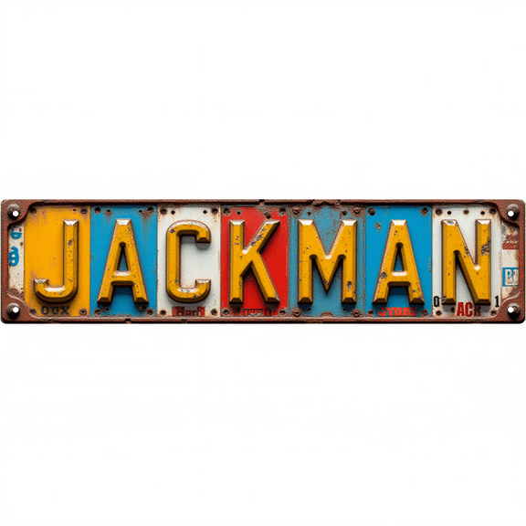 Street Theme Wall Art 164 Inch Tin Sign "JACKMAN" for Garage Bar Patio Vintage Bedroom Decor