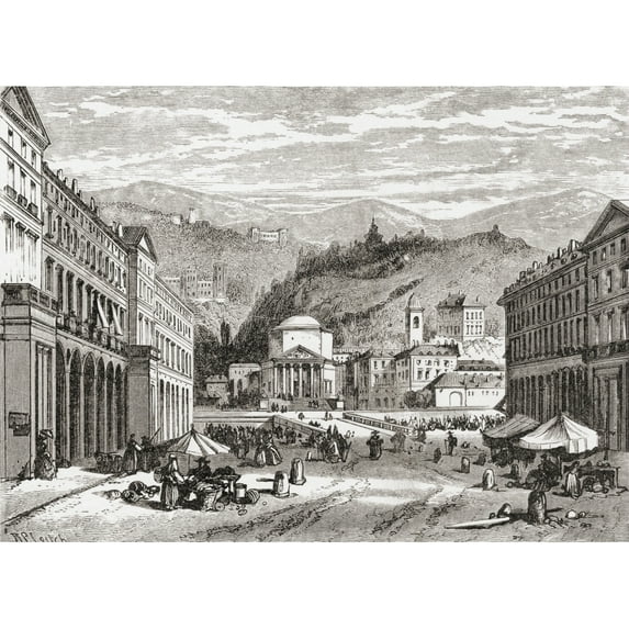 A Street In Turin, Italy In The Late 19th Century. From Italian Pictures By Rev. Samuel Manning, Published C.1890. by Hilary Jane Morgan / Design Pics (32 x 24)
