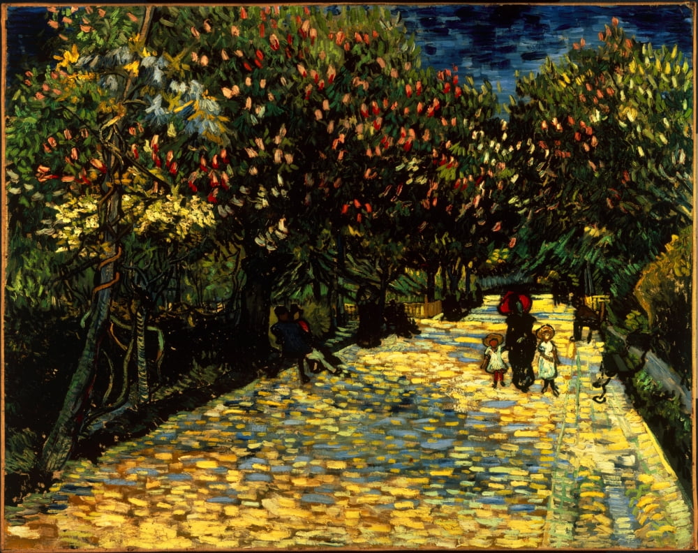 Street With Chestnuts Blossoming Canvas Art -  (24 x 18)