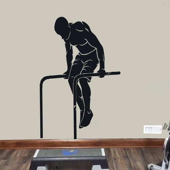 Street Workout Wall Decal, Athlete Gymnastic Vinyl Sticker Garage Gym Wall Decal, Muscle Man Art Decoration Murals 42x63cm