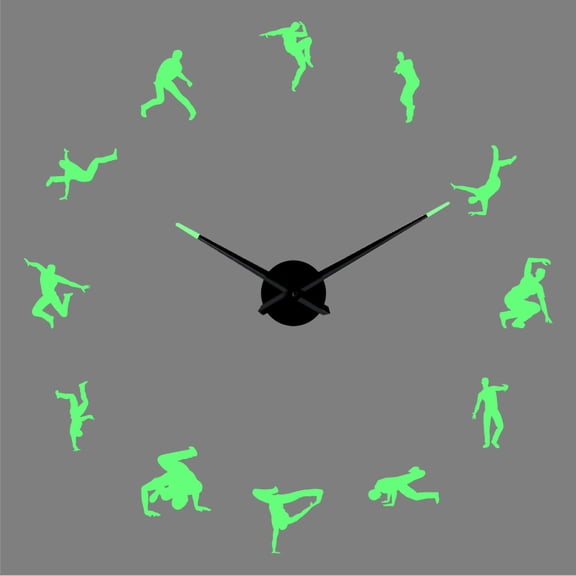 Street dance DIY creative Different Frameless Luminous Wall Clock Home Decor Modern lovers gifts - 37 inch