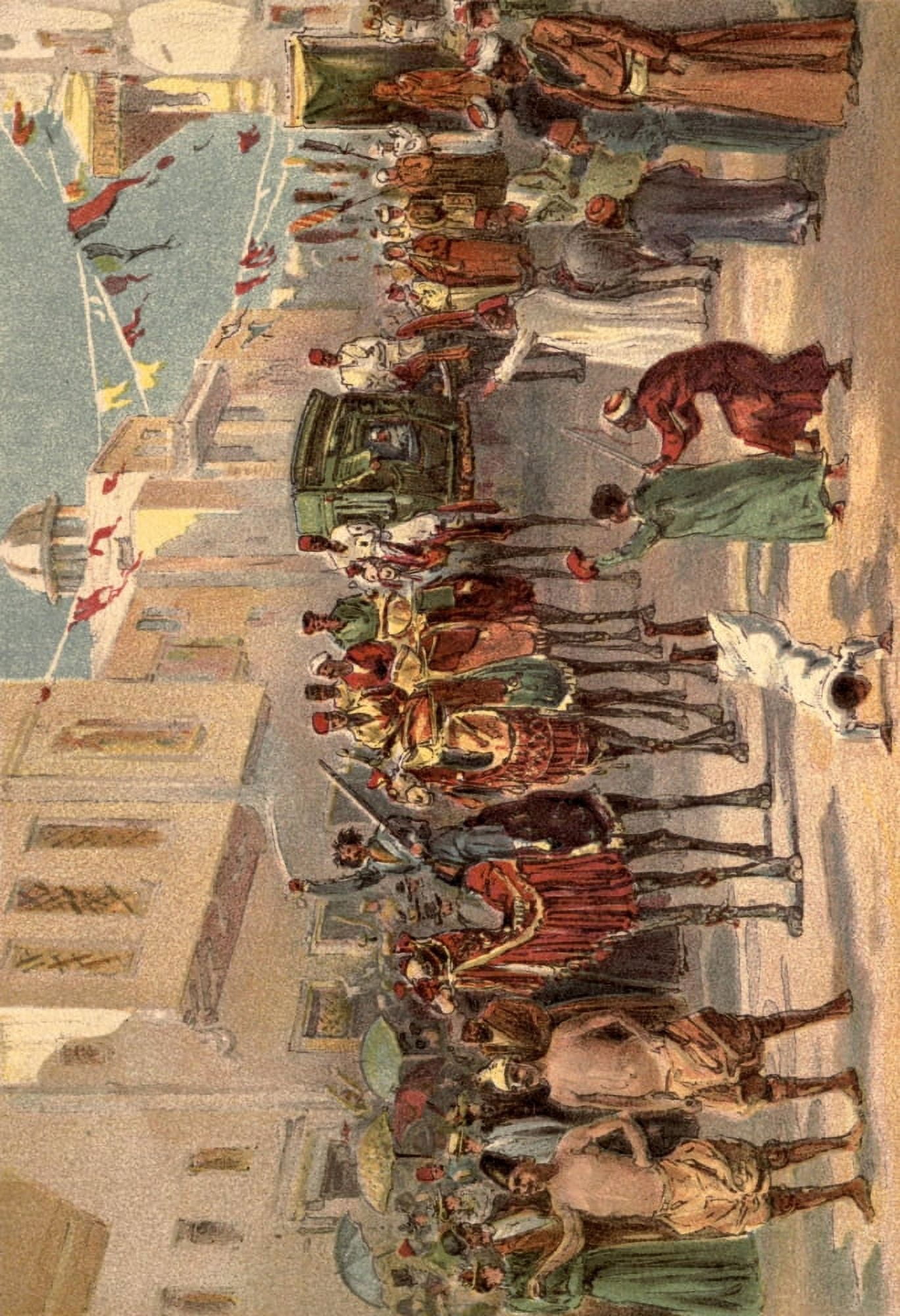 Street in Cairo 1893 Wedding procession Canvas Art - Charles Graham (24 x 36)