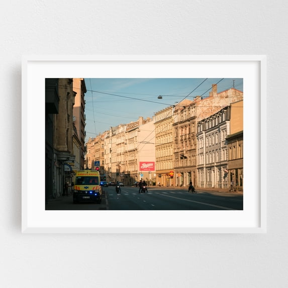 Street in Centrs, Riga 01 - Riga Riga Latvia Photography White Framed Wall Art Print 12 x 18 inches