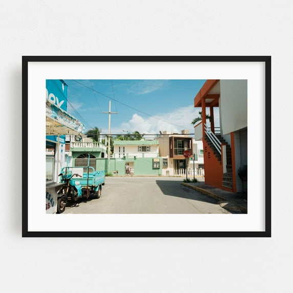 Street in Isla Mujeres 02 - Isla Mujeres Quintana Roo Mexico Photography Black Framed Wall Art Print 16 x 24 inches