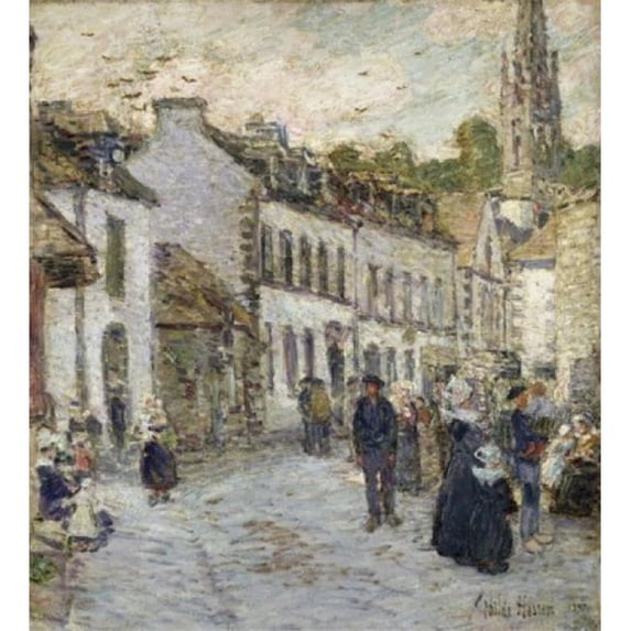 Street in Pont Aven in Evening 1897 Frederick Childe Hassam 1859-1935 American Poster Print - 18 x 24 in.