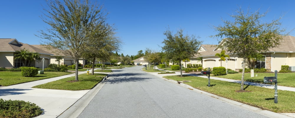 Street in housing development in North Port Florida USA Canvas Art - Panoramic Images (36 x 12)