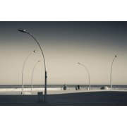 Street lights at boardwalk, Namal, Tel Aviv, Israel Poster Print by Panoramic Images 36 x 24