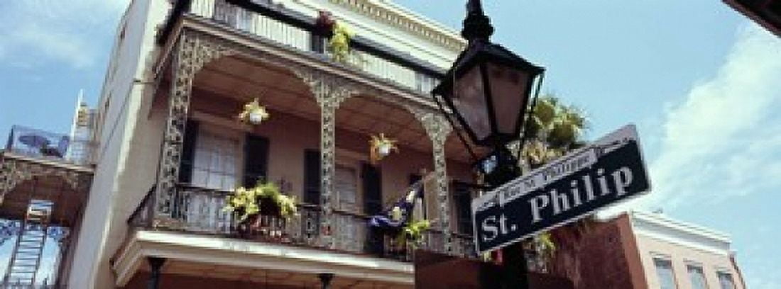 Street name signboard on a lamppost St Philip Street French Market French Quarter New Orleans Louisiana USA Canvas Art - Panoramic Images (18 x 7)
