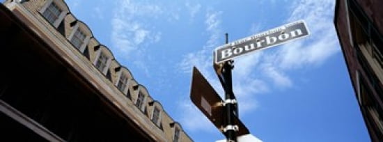 Street name signboard on a pole Bourbon Street French Market French Quarter New Orleans Louisiana USA Canvas Art - Panoramic Images (36 x 13)