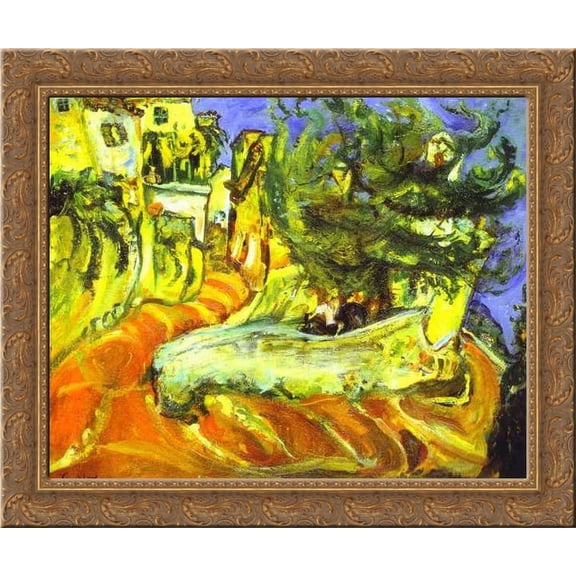 Street of Cagnes-sur-Ner 24x20 Gold Ornate Wood Framed Canvas Art by Chaim Soutine