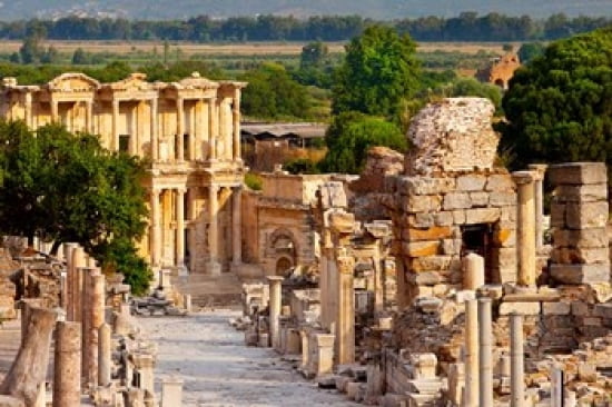 Street of Curetes Celsus Library Ephesus Turkey Canvas Art - Brian Jannsen DanitaDelimont (27 x 18)