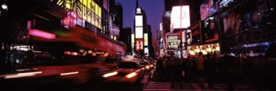 Street scene at night Times Square Manhattan New York City New York State USA Canvas Art - Panoramic Images (36 x 12)