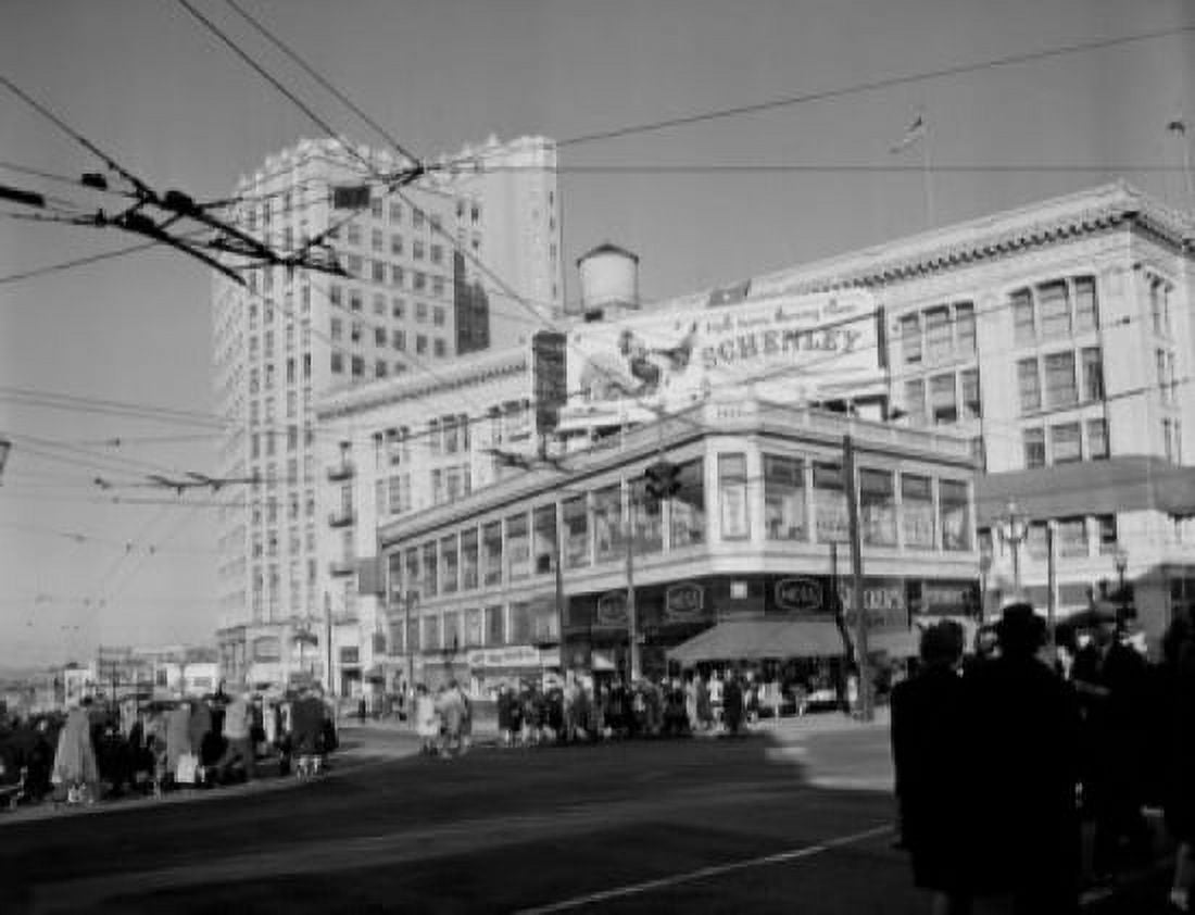 Street scene in city Canvas Art - (24 x 36)