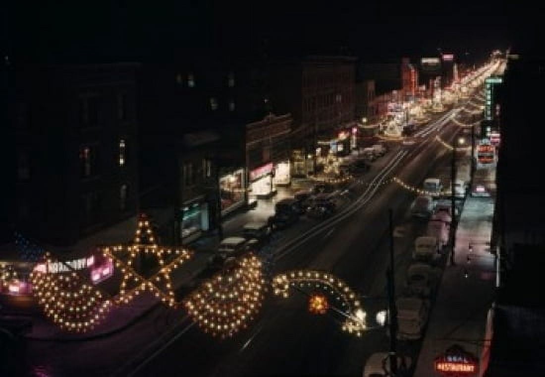 Street scene of Christmas decorations Canvas Art - (24 x 36)