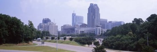 Street scene with buildings in a city Raleigh Wake County North Carolina USA Canvas Art - Panoramic Images (36 x 12)
