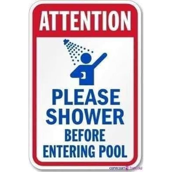 Street sign warning plaque Attention Please Shower Before Entering Pool sign Courtyard decoration, office signs For Outdoor & Indoor 8 X 12 Inch