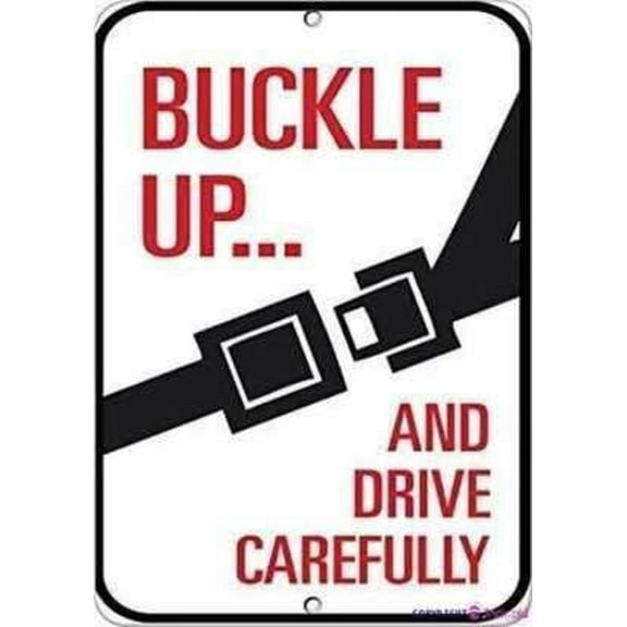Street sign warning plaque Buckle And Drive Carefully Traffic Metal Tin Sign Wall Art Decor Safety Warning Signs For Outdoor & Indoor office Sign 8 X 12 Inch