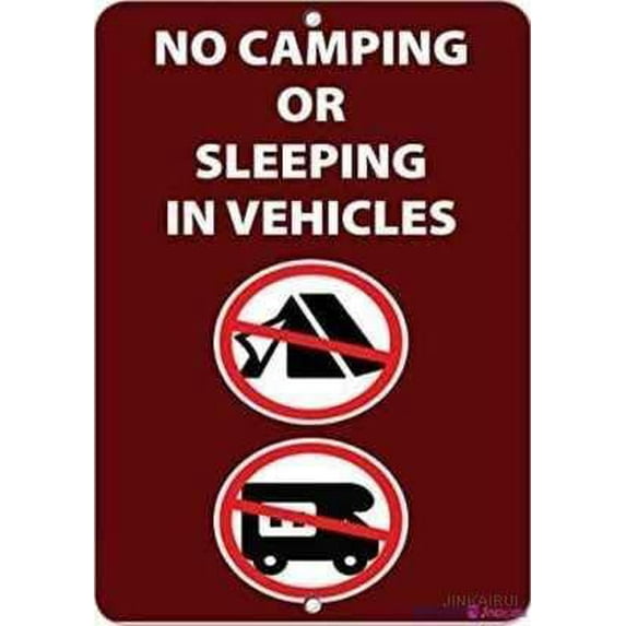 Street sign warning plaque No Camping Or Sleeping In Vehicles Activity Park S sign Courtyard decoration, office signs For Outdoor & Indoor 8 X 12 Inch