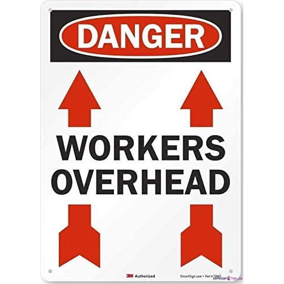 Street sign warning plaque Danger: Workers Overhead Metal Tin Sign Wall Art Decor Safety Warning Signs For Outdoor & Indoor office Sign 8 X 12 Inch