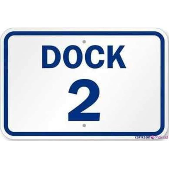 Warning Plaque Dock 2 Blue On White Metal Tin Signs Wall Art Decor Safety Warning For Outdoor & Indoor Office 8 X 12 Inch