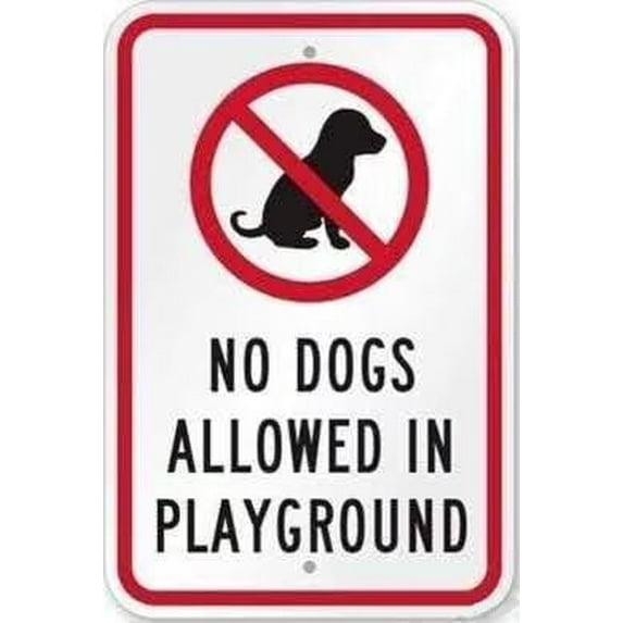 Street sign warning plaque No Dog Allowed In Playground Metal Tin Sign Wall Art Decor Safety Warning Signs For Outdoor & Indoor office Sign 8 X 12 Inch