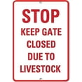 thumbnail image 1 of Street sign warning plaque Metal Tin Quote Stop Keep Gate Closed Due To Livestock Activity Post For Driveway Metal Aluminum For Wall Art 8x12 Inch Office Signs Outdoor & Indoor Sign, 1 of 5