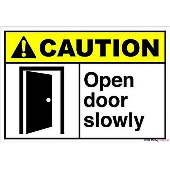 Street sign warning plaque New Tin Aluminum Retro Open Door Slowly Caution Aluminum Metal For Men, Women, Unisex 8 X 12 Inch Office Signs Outdoor & Indoor Sign