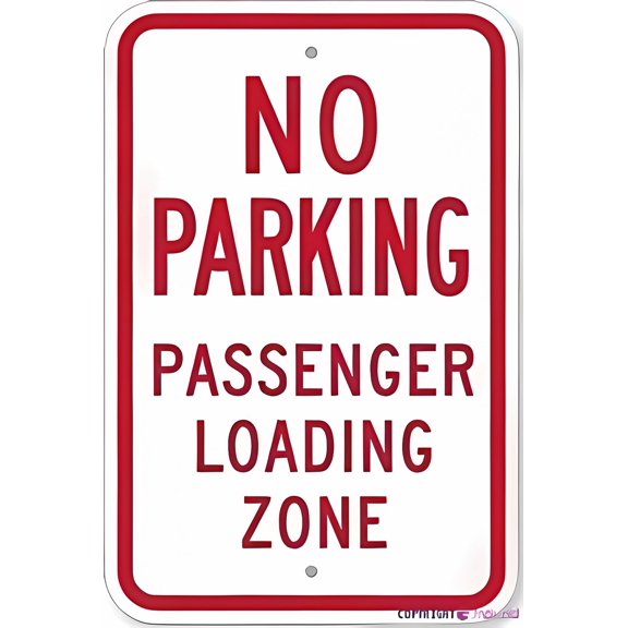 Street sign warning plaque No Parking Passenger Loading Zone - 8"x12" Metal Tin Sign, Loading Zone Decor for Office Outdoor Indoor Wall