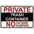 thumbnail image 1 of Street sign warning plaque Private Trash Container No Outside Dumping Property Restriction Metal Tin Sign Wall Art Decor Safety Warning Signs For Outdoor & Indoor office Sign 8 X 12 Inch, 1 of 5