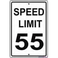 thumbnail image 1 of Street sign warning plaque Speed Limit 55 Mph Miles Per Hour Black Letters Zone Slow Down Speeding Restriction Alert Attention Metal Tin Sign Wall Decor For Outdoor & Indoor Sign 8 X 12 Inch, 1 of 4