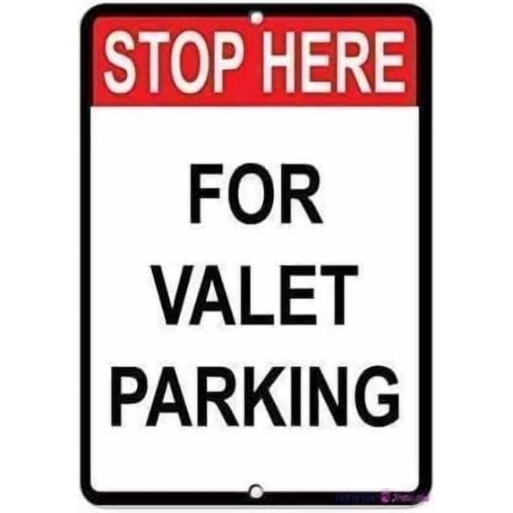 Warning Plaque Stop Here For Valet Parking Parking Metal Sign For Wall Decor 8x12 Inches Outdoor & Indoor Tin Signs