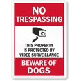 thumbnail image 1 of Street sign warning plaque Wall Decor no Trespassing - Property Protected by Video Surveillance, Beware of Dogs Sign Wall Art Decor Safety Warning Signs For Outdoor & Indoor office Sign 8 X 12 Inch, 1 of 4