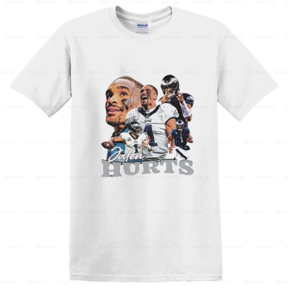 StreetVibe89 Jalen Hurts Player Graphic T-Shirt, for men & women, up to size 5XL.