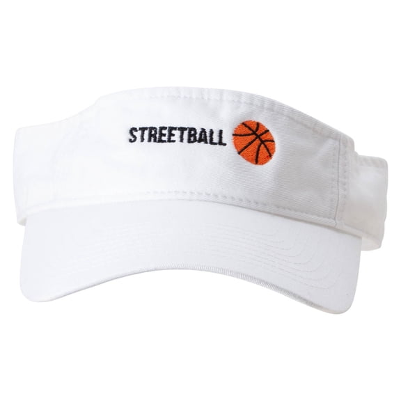 Streetball Embroidered Pro Style Cotton Twill Washed Visor - White OSFM