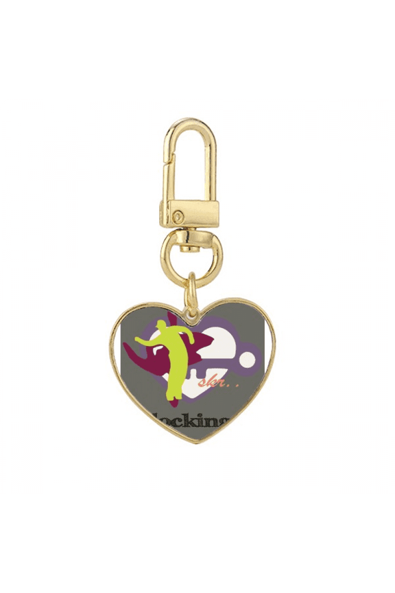 Streetdance Culture Locking Love Lock Gold Heart Keychain Metal Keyring Holder