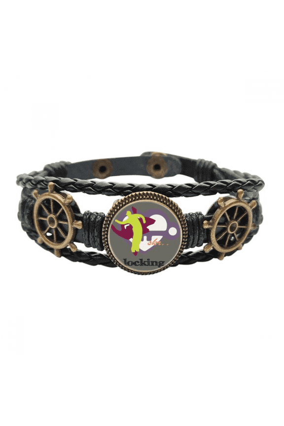 Streetdance Culture Locking Love Lock Leather Braided Ocean Bracelet Wristband