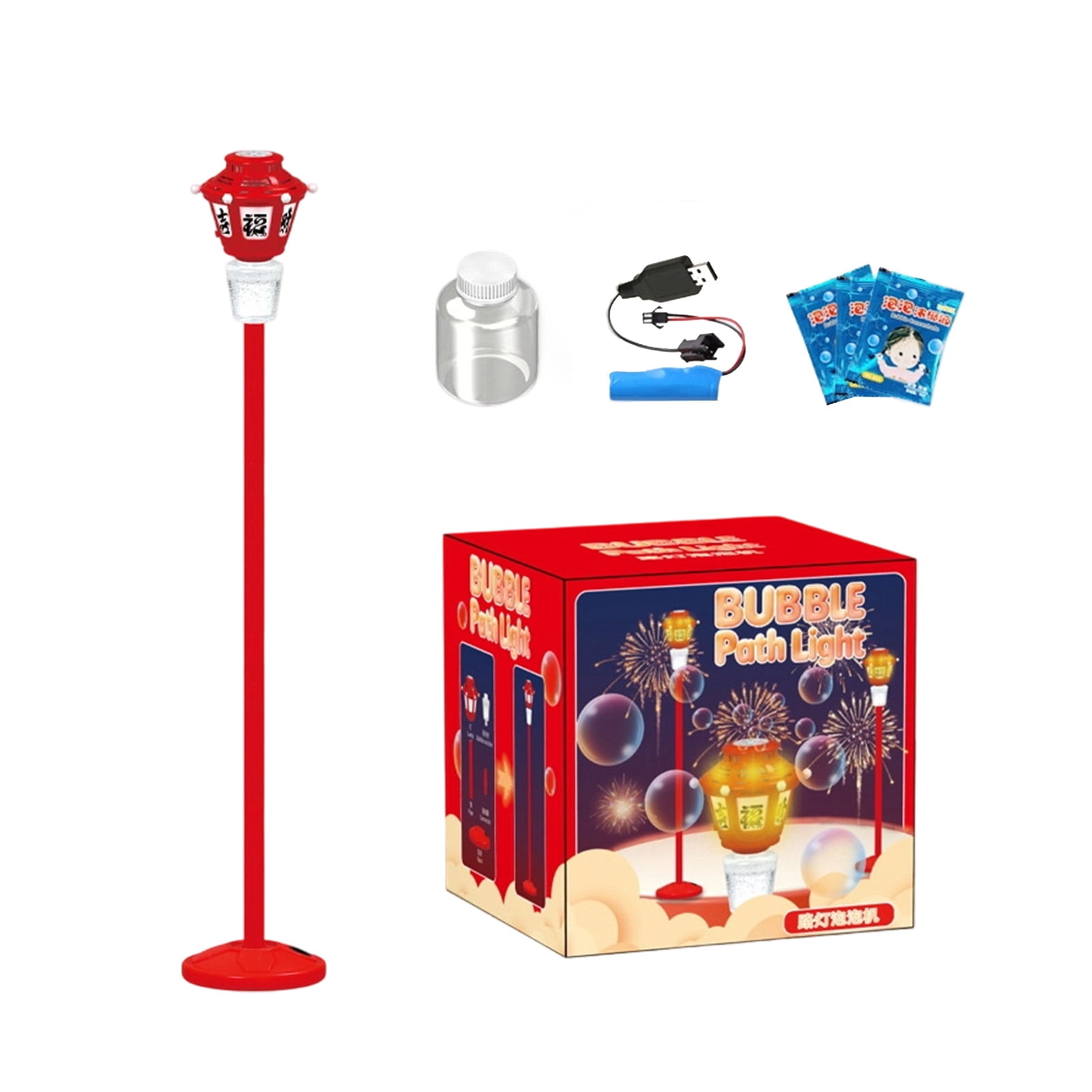 Streetlight Shaped Bubble Machine - 102cm Long Handle Electric Bubble Blower with LED Lights, Outdoor Night Atmosphere Tool (Includes Bubble Solution)
