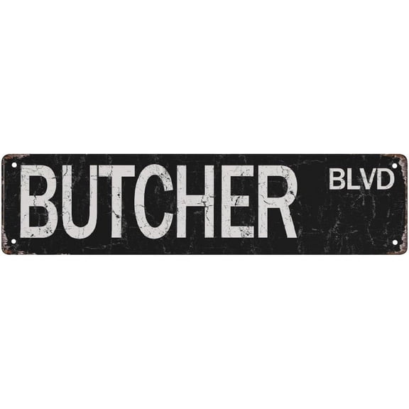 Streets Signs Butcher Blvd Sign Vintage Rustic Retro Printing Waterproof Trippy Room Bedroom Decor 4X16 Inches
