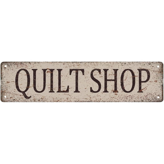 Streets Signs Quilt Shop Retro Road Street Metal Tin Sign Plate Drive Way Man Cave Outdoor Wall Decor Sign Gift 4X16 Inch