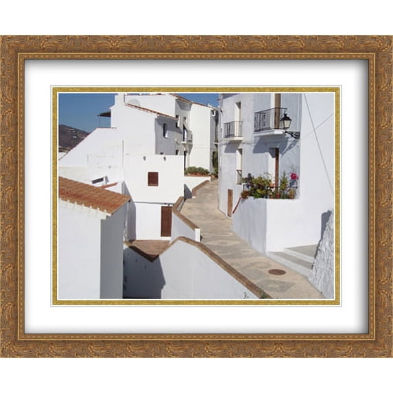 Streets of Andalusia, Spain 2x Matted 34x28 Large Gold Ornate Framed Art Print by The Cityscape Art Print Series