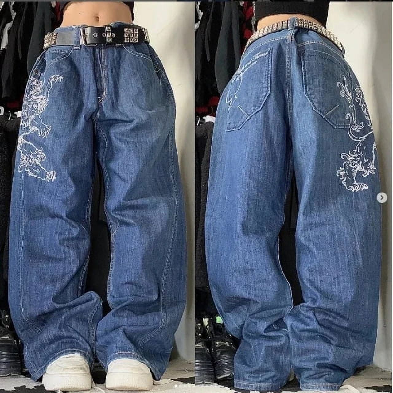 Streetwear American New Washed Light Blue Baggy Jeans Men Streetwear American New Washed Light Blue Baggy Jeans Men