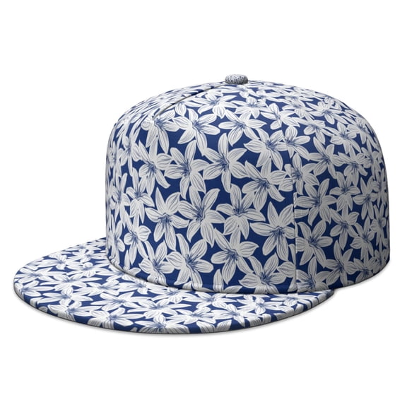Streetwear Flat Bill Hat - Vibrant Tropical Floral & Botanical Print, Adjustable Snapback Cap for Teens and Adults