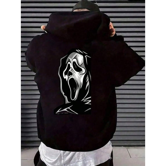 Streetwear Hoodie Print Graphic Sweatshirt-Scream Black And White Ghost Graphic Hoodie,Casual Printed Street Fashion Daily Outfits, Hooded Sweatshirts, HalloweenBack To School Hoodie Teen, A Great Gi